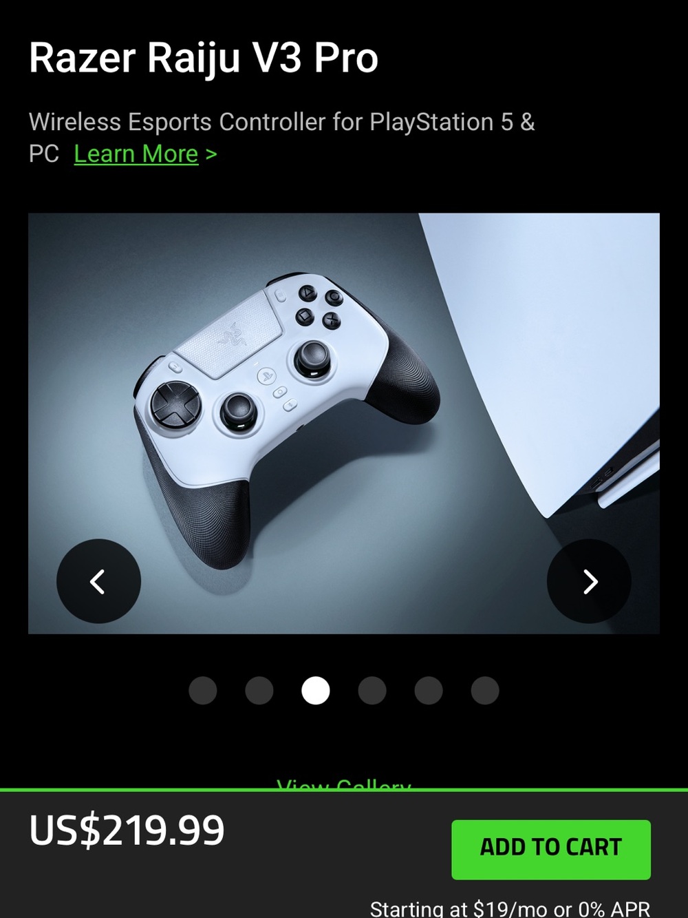 Razer Raiju V3 PS5 Pro Wireless Controller - White & Black Grips